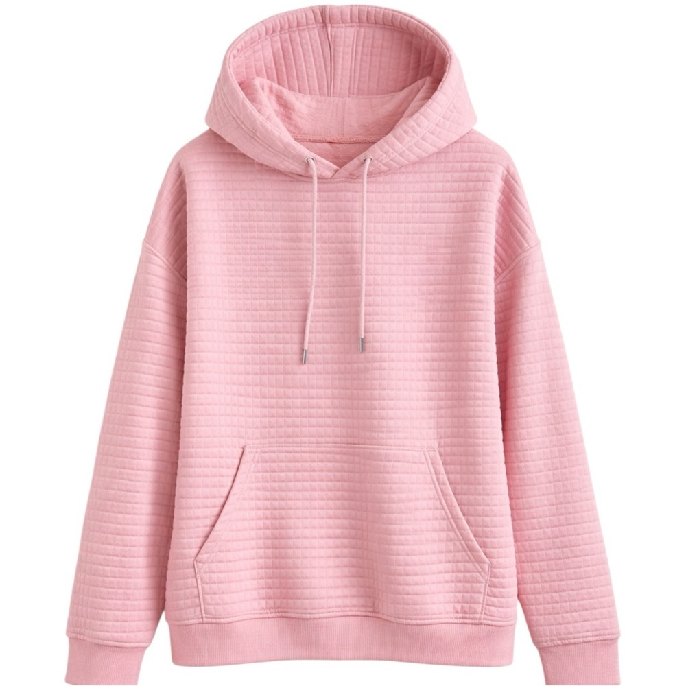 Pink Quilted Hoodie Pullover Cozy Sweatshirt Oversized Casual Lounge 5XL